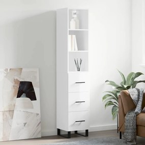 Credenza 34,5x34x180 cm in Legno Multistrato Bianco Lucido