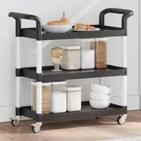 Carrello a 3 Ripiani Nero 77x34x72 cm in Alluminiocod mxl 111682