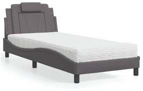 Letto Con Materasso Grigio 90x190 Cm İn Similpelle /