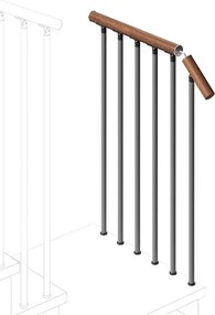 Balaustra in kit IRIS Gala in legno grigio antracite, corrimano in legno noce L 120 cm, fissaggio a pavimento