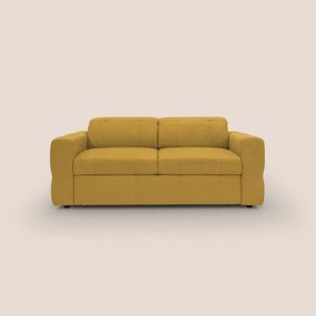 Kronos Divano con pouf estraibile poggiapiedi e poggiatesta reclinabili in morbida microfibra impermeabile T11 giallo