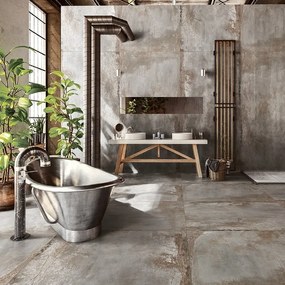 Gres Porcellanato Effetto Metallo Ossidato Grigio 60X120 - Efsr041