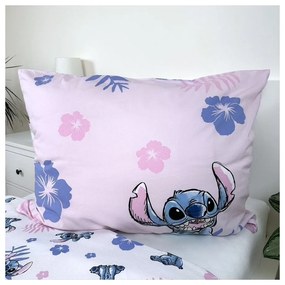 Set copripiumino e federa da bambini rosa chiaro in cotone per letto singolo 140x200 cm Lilo &amp; Stitch "Pink" – Jerry Fabrics