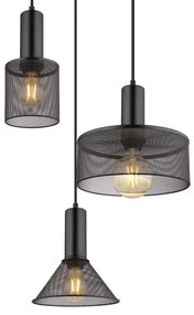 Globo 15648-3H - Lampadario a sospensione con filo JEDD 3xE27/60W/230V nero