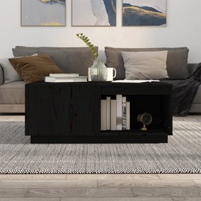 Tavolino da salotto nero 100x101x40,5 cm legno massello di pino