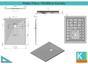 Kamalu - piatto doccia pietra 100x80 colore ardesia nero