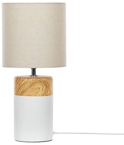 Lampada da tavolo ceramica bianco e legno chiaro 43 cm ALZEYA Beliani