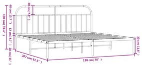 Giroletto con Testiera in Metallo Nero 193x203 cm