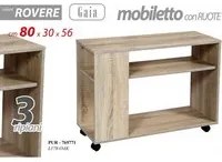 Mobile porta tv con rotelle rovere cm 80 x 30 x 56 h