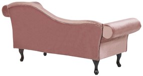 Chaise longue per lato destro in velluto rosa LATTES Beliani