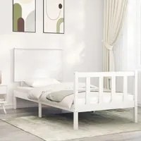 Giroletto con Testiera Bianco Single in Legno Massello 3193367