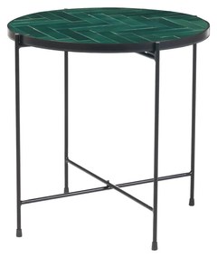 Tavolino rotondo in ceramica verde scuro e metallo nero D50 cm KOTTA