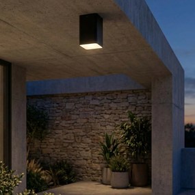 Plafoniera da soffitto E27 Quadrata IP54 in Alluminio - Nera