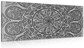 Quadro su tela – Mandala con motivo naturale astratto in bianco e nero