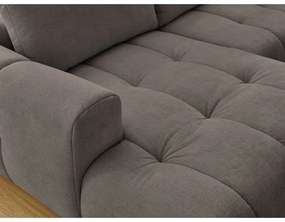 Divano angolare grigio tortora allungabile e con contenitore (penisola a destra/a U) con rivestimento in ciniglia Fuji – Bobochic Paris