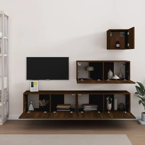 Set mobili porta tv 4 pz rovere marrone in legno multistrato