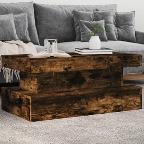 Tavolino Da Soggiorno Con Luci Led Rovere Fumo 90x50x40 Cm /