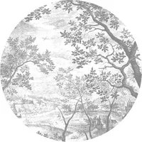 KEK Amsterdam Carta da parati panoramica Engraved Landscapes 7 Circle - BW - Durchmesser 1,9m