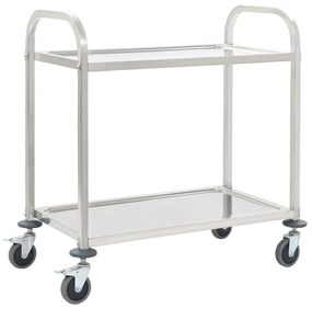 Carrello da cucina a 2 livelli 95x45x83,5 cm in acciaio inox