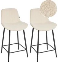 Set di 2 sedie da bar Beige chiaro senza braccioli Boucle nero Gamba d'acciaio Design moderno Sedute per la sala da pranzo