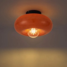 Plafoniera retrò nera con vetro arancione 30cm - Glaze
