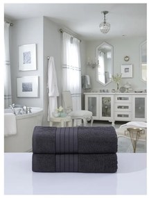 Set di 2 asciugamani in spugna di cotone antracite 70x140 cm - Good Morning