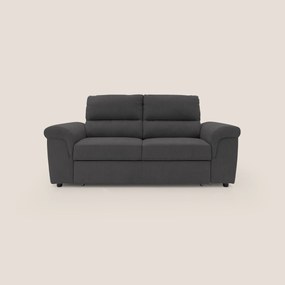 Minerva divano con pouf estraibile poggiapiedi in tessuto morbido impermeabile T02 nero