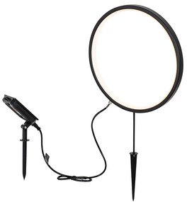 Lampada da esterno nera a punta 60 cm con LED ricaricabile e solare IP65 - Adalind