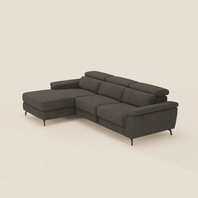 Estro Divano estraibile con chaise-longue e poggiatesta reclinabili in tessuto impermeabile T14 marrone