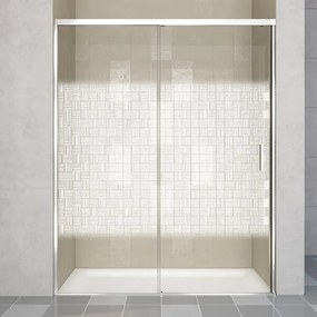 Porta doccia scorrevole Jazz L 140 x H 200cm, Sp. 6 mm in vetro smerigliato profilo cromo