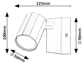 Rabalux 73023 - Faretto da parete ROGELIO 1xGU10/5W/230V nero