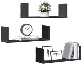 Mensole Da Parete 2pz Nere 58x18x18 Cm İn Truciolato /