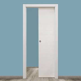 Porta interna scorrevole Sun in legno colore bianco, L 60 x H 210 cm, apertura reversibile