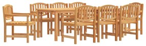 Set da pranzo per giardino 9 pz in legno massello di teak