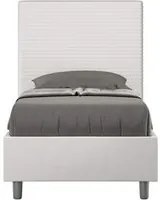 Letto Singolo rivestito in Similpelle - FOCUS Tipologia Letto: Con Rete, Colore: Bianco, Dimensione Rete: 80x200