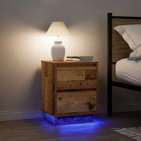 Comodini Con Luci A Led 2 Pz Legno Antico 38x34x50 Cm /