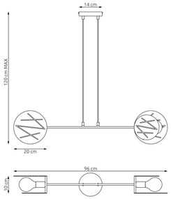 Lampadario a sospensione con filo XOTIC 2xE27/15W/230V nero