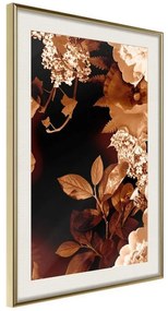 Poster  Flower Decoration in Sepia  Cornice Quadri Cornice d'oro con passe-partout, Larghezza x Altezza Home decor 40x60