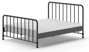 Letto singolo nero in metallo con rete 160x200 cm BRONXX - Vipack