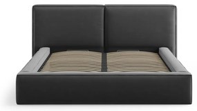 Letto matrimoniale imbottito in grigio scuro in velluto con contenitore con rete inclusa 180x200 cm Arendal – Cosmopolitan Design