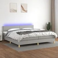 Letto a Molle Materasso e LED Grigio Chiaro 200x200 cm Tessuto 3133581