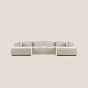 Nettuno divano panoramico in morbido tessuto bouclè T07 bianco X