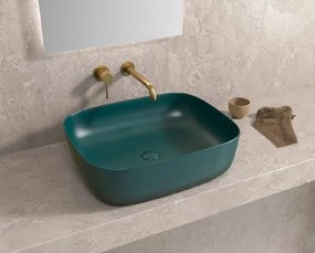 Lavabo Da Appoggio In Ceramica Verde Opaco