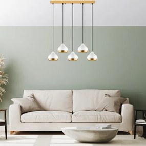 Lampadario a sospensione su cavo YILDO 5xE27/40W/230V bianco/oro