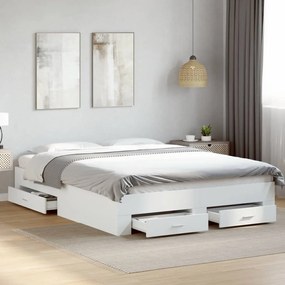 Giroletto Con Cassetti Bianco 140x200 Cm İn Legno Multistrato /