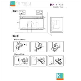 Kamalu - mobiletto bagno 45 cm sospeso con anta chiusura soft close mn-45b