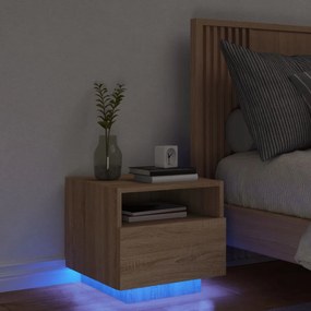 Comodino Con Luci Led Rovere Sonoma 40x39x37 Cm /