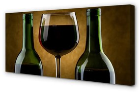 Quadro su tela Un bicchiere di 2 bottiglie di vino 100x50 cm