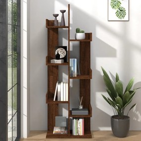 Libreria 48x25,5x140 cm rovere marrone in legno multistrato