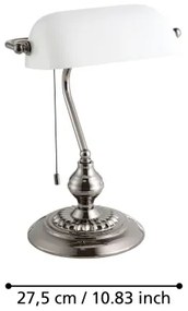 Eglo 901019 - Lampada da tavolo BANKER 1xE27/60W/230V bianco/cromo lucido